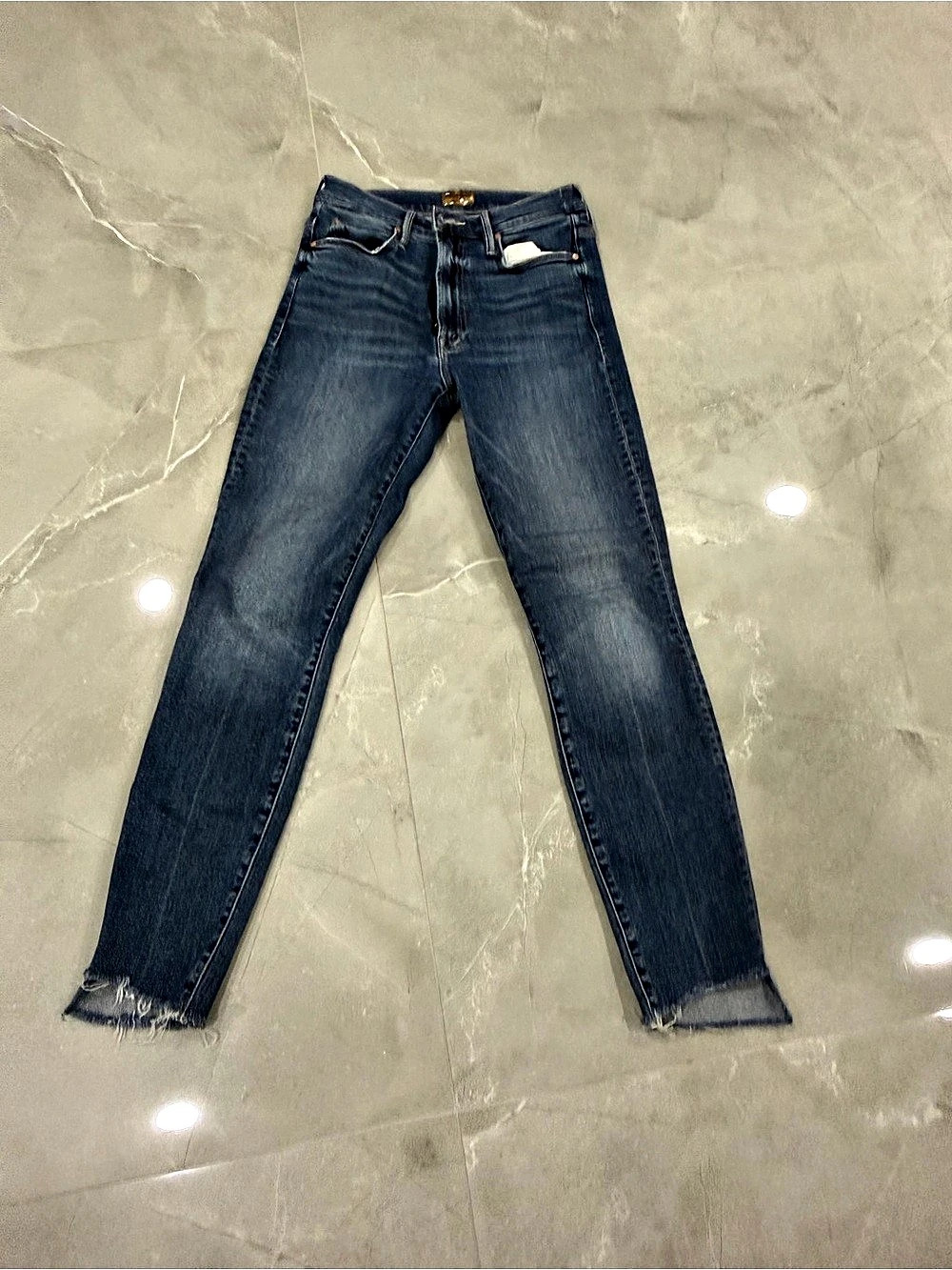 MOTHER The Stunner Step Fray Skinny Jeans Waist 26 Blue